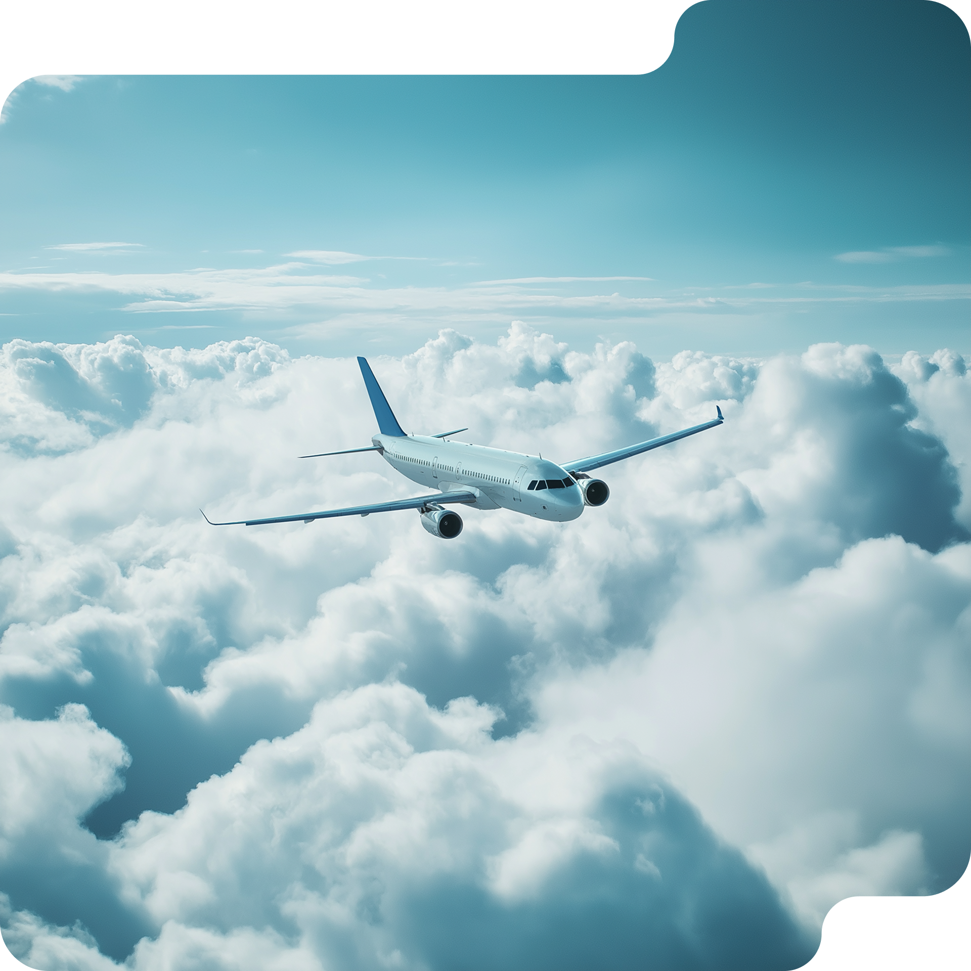 Airplane flying above clouds, illustrating the airline industry example
